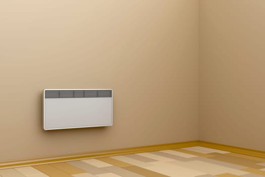 Room heated with convection heater