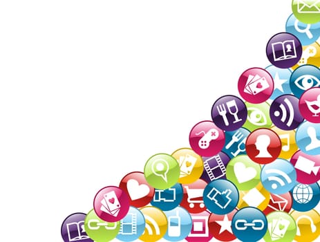 Smartphone app icon set isolated over white background. Vector file layered for easy manipulation and customisation.