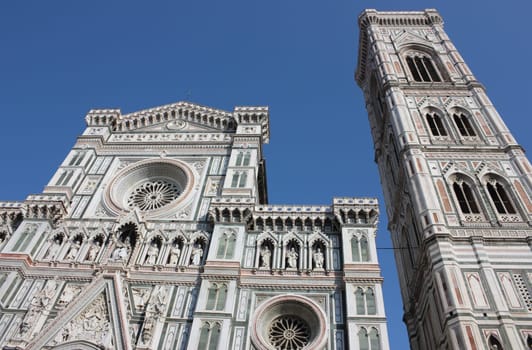 Florence Cathedral, view of The Basilica di Santa Maria del Fiore with the Giotto&#039 s bell tower.