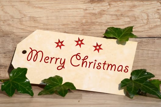Christmas card with stars and wood