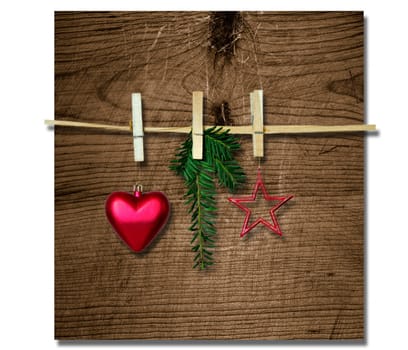 Christmas card with stars and wood