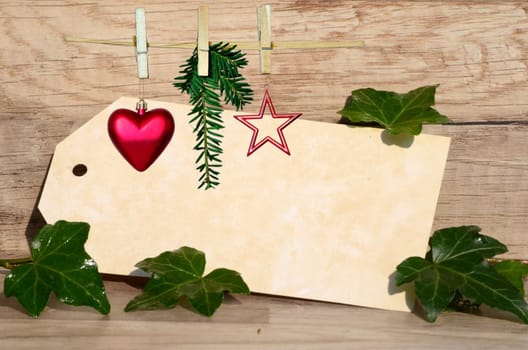 Christmas card with stars and wood
