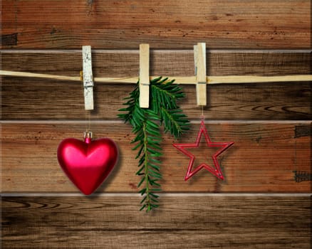 Christmas card with stars and wood
