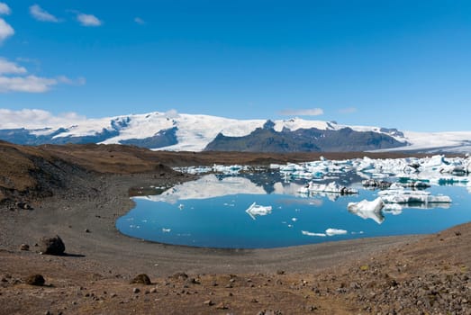 landscape with Iceberg on Jokulsarlon Lake in Iceland