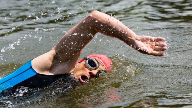 Triathlete swimming