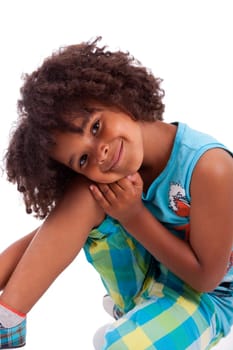 Portrait of a cute african american little boy, isolated on white background