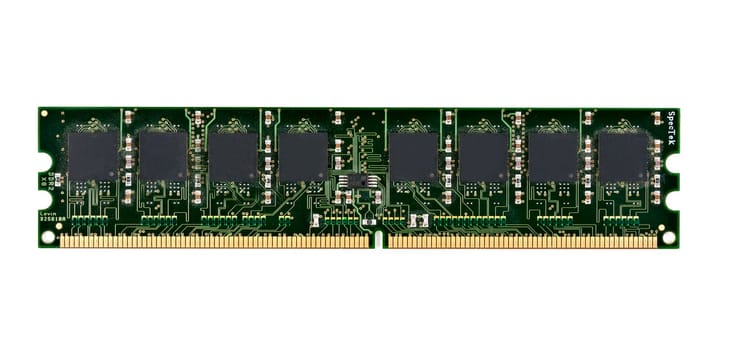 old dirty dust computer memory on a white background