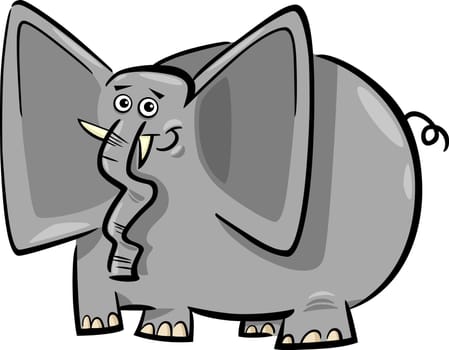 Cartoon Humorous Illustration of Funny Gray Elephant
