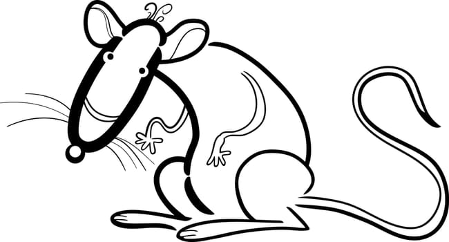 Cartoon Humorous Illustration of Rat Animal Character for coloring book