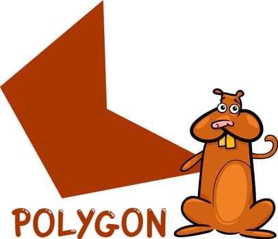 Cartoon Illustration of Polygon Basic Geometric Shape with Funny Hamster Character for Children Education
