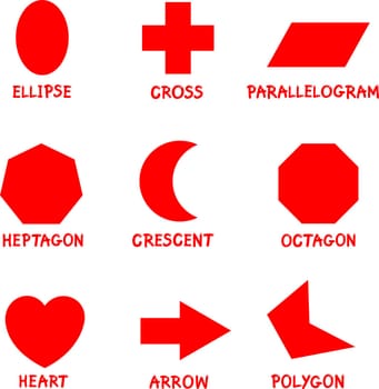 Illustration of Basic Geometric Shapes with Captions for Children Education