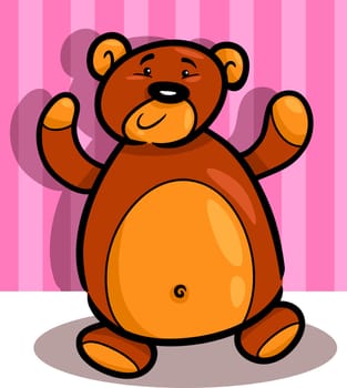 Cartoon Illustration of Cute Teddy Bear Toy in Children's Room