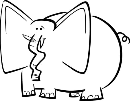 Cartoon Humorous Illustration of Funny Elephant for Coloring Book