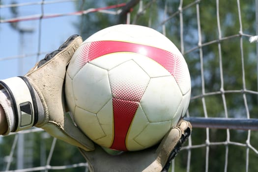 Soccer football goalkeeper making save