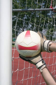 Soccer football goalkeeper making save