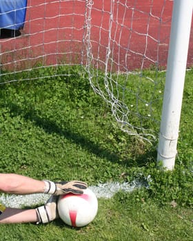 Soccer football goalkeeper making save
