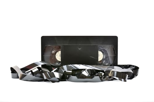 Old  vhs video cassette isolated on white background