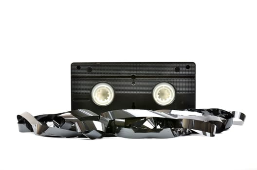 Old  vhs video cassette isolated on white background