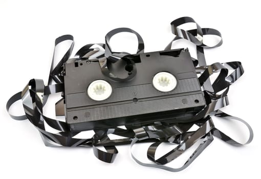 Old  vhs video cassette isolated on white background