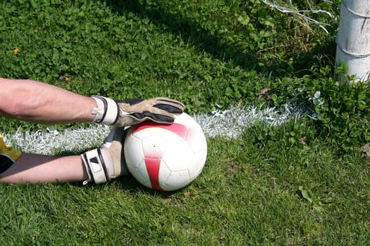 Soccer football goalkeeper making save