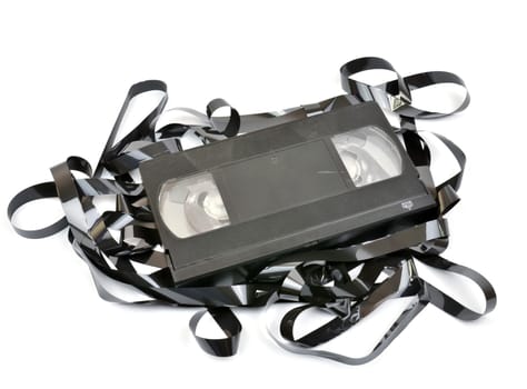 Old  vhs video cassette isolated on white background