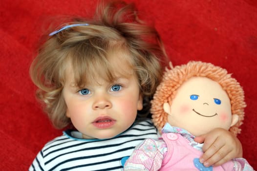 sweet girl with puppet