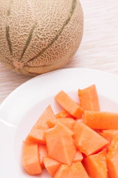 Orange pieces of Charentais melon