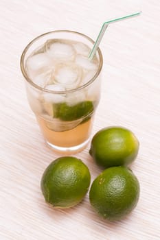 Non-alcoholic cocktail Joana with limes and straw