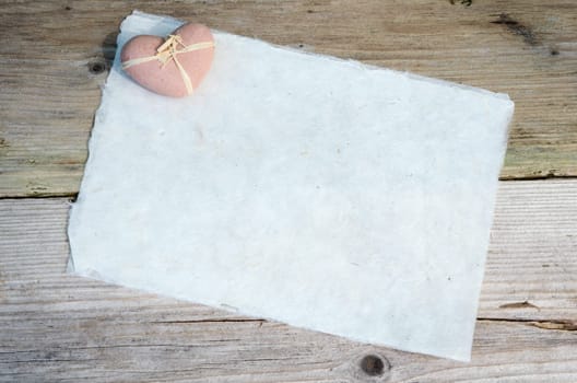 Handmade Paper Heart Flowers Old Wood Background