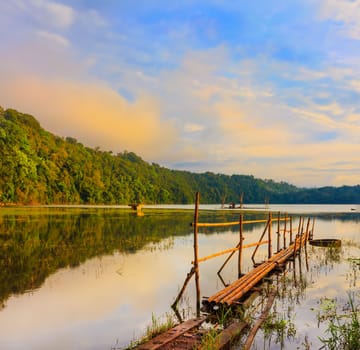 Tamblingan lake at sunrise time