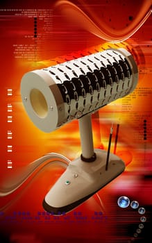 Digital illustration of dental implant in colour background