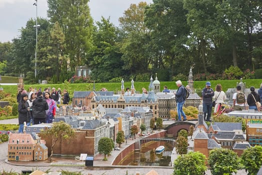 The Hague, Netherlands, August 30: Tourists in miniature city in Madurodam park