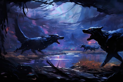 Immerse yourself in the fantastical world of shadows with this captivating illustration by a professional visual artist.