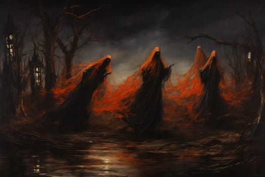 Deep within the realm of fantasy, vengeful banshees dwell, their anguished wails piercing the stillness of haunted forests.