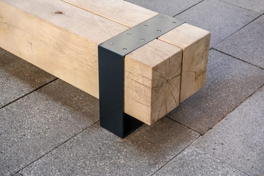 Modern bench made of large block of wood