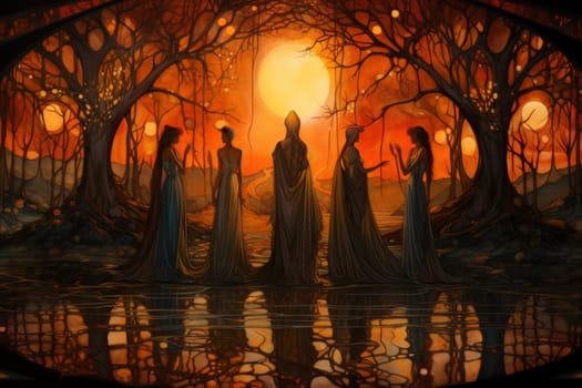 Deep within the realm of fantasy, vengeful banshees dwell, their anguished wails piercing the stillness of haunted forests.