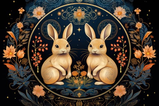 Within the realm of fantasy, playful moon rabbits frolic, their presence bringing luck and fortune to those fortunate enough to encounter them.
