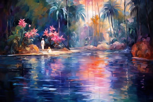 Within the mystical realm of fantasy, soothing oasis spirits emerge, their ethereal presence bringing solace to weary travelers.