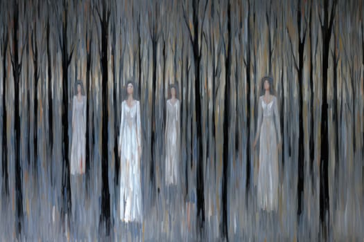 Deep within the realm of fantasy, vengeful banshees dwell, their anguished wails piercing the stillness of haunted forests.