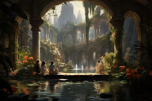 Within the mystical realm of fantasy, soothing oasis spirits emerge, their ethereal presence bringing solace to weary travelers.