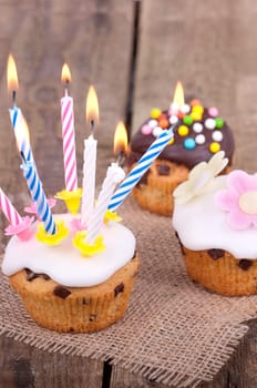 Muffins with candles