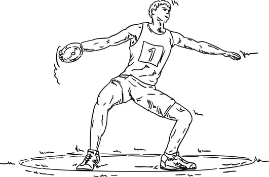 vector - men throwing the discus, isolated on background