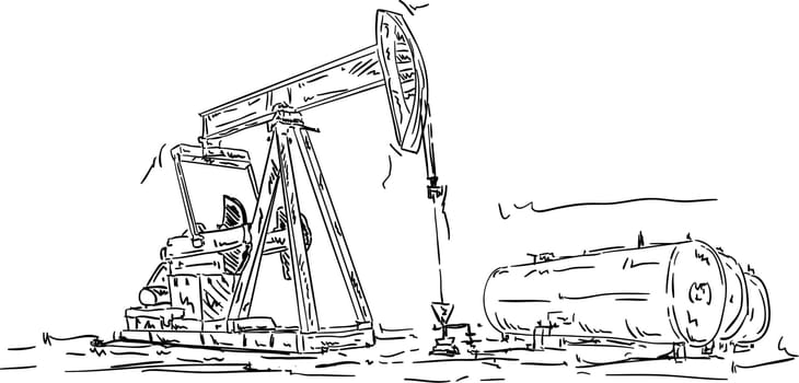 vector - Crude oil production, hand draw