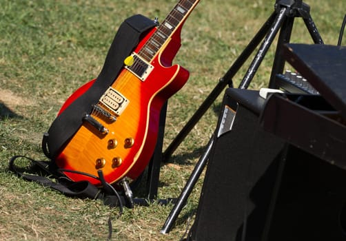 guitar in the green grass