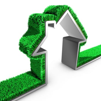 Grass covered house. Concept of green house.