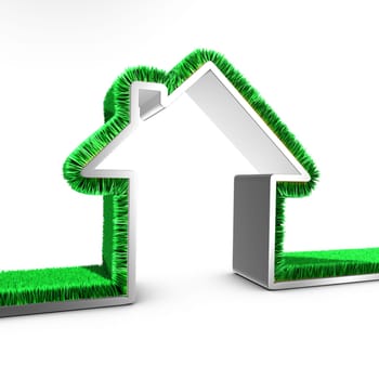 Grass covered house. Concept of green house.