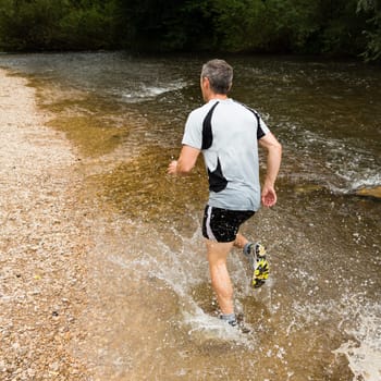 Trail running through a stream