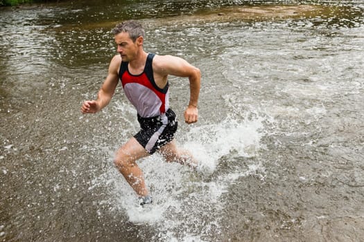 Trail running through a stream