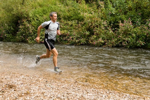 Trail running through a stream