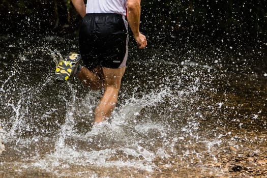 Trail running through a stream